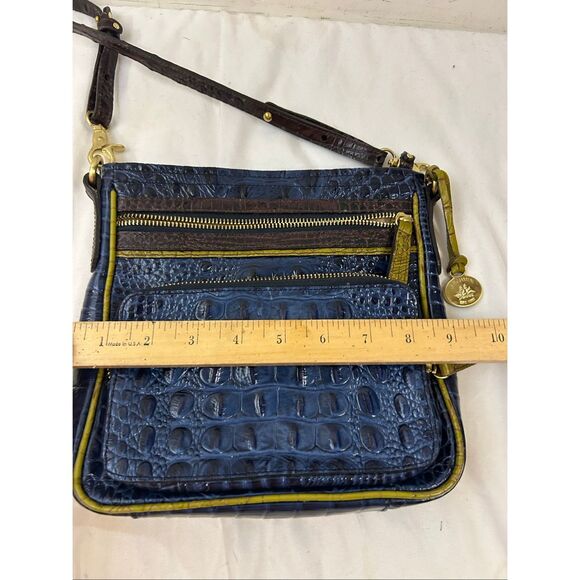 Brahmin Blue Green Croc crossbody 24\